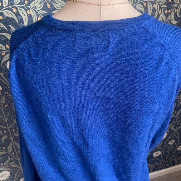 Express Modern Fit Extra Fine Merino Wool V Neck Knit Sweater Royal Blue - Picture 5 of 9